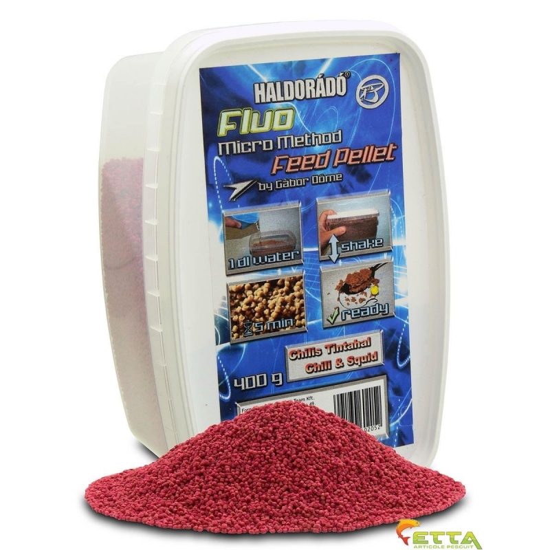 Haldorado - Fluo Micro Method Feed Pellet Chili&Squid 400g
